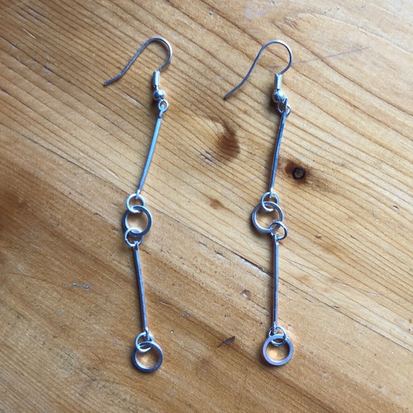 Silver long dangly earrings - Picture 1 of 3